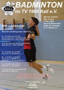 Wir laden ein zu unseren Meisterschaftsspielen 2022/23